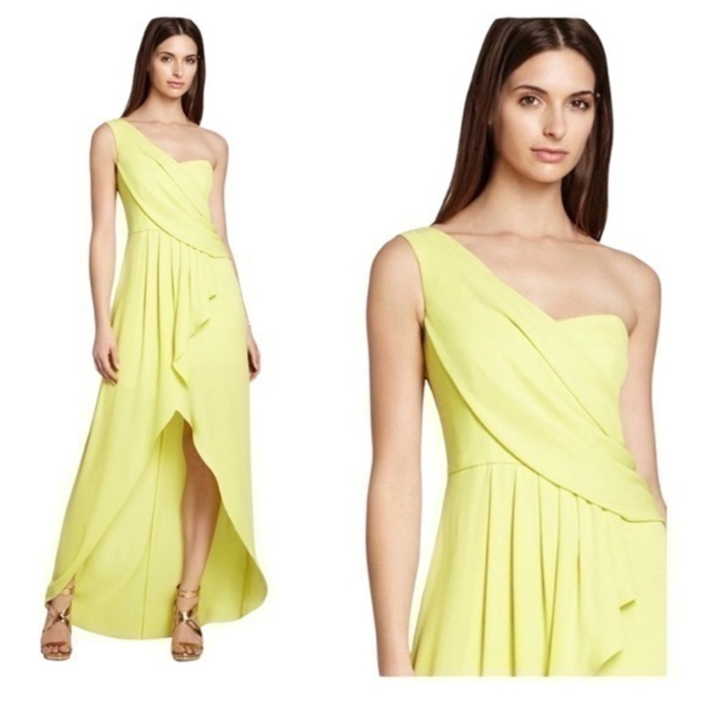 BCBGMaxazria Kail neon one shoulder maxi dress B13